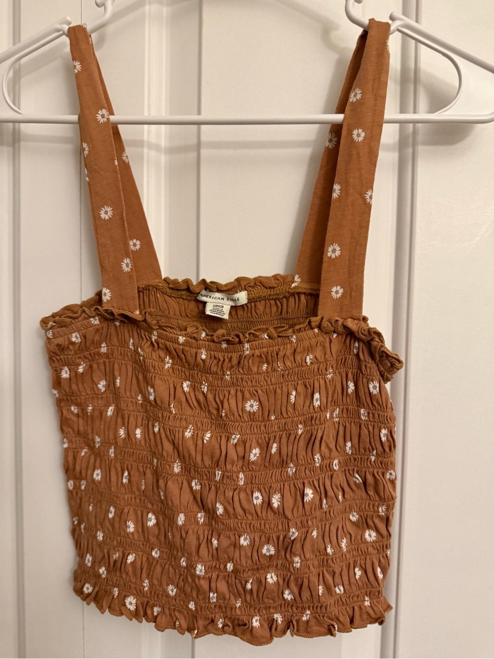 Smocked Rust Daisy Print Tank Top